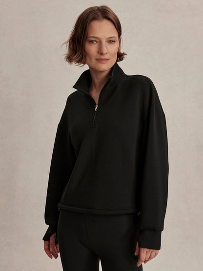 Sian Cropped Half-Zip Active Sweatshirt Black - Varley