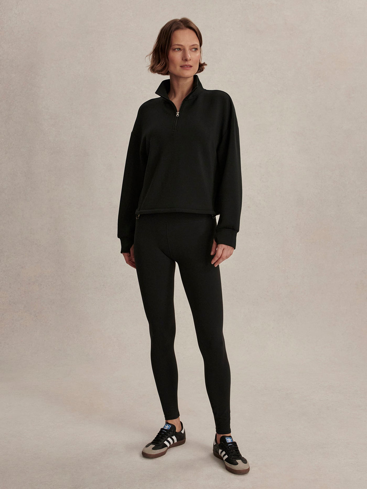 Sian Cropped Half-Zip Active Sweatshirt Black - Varley
