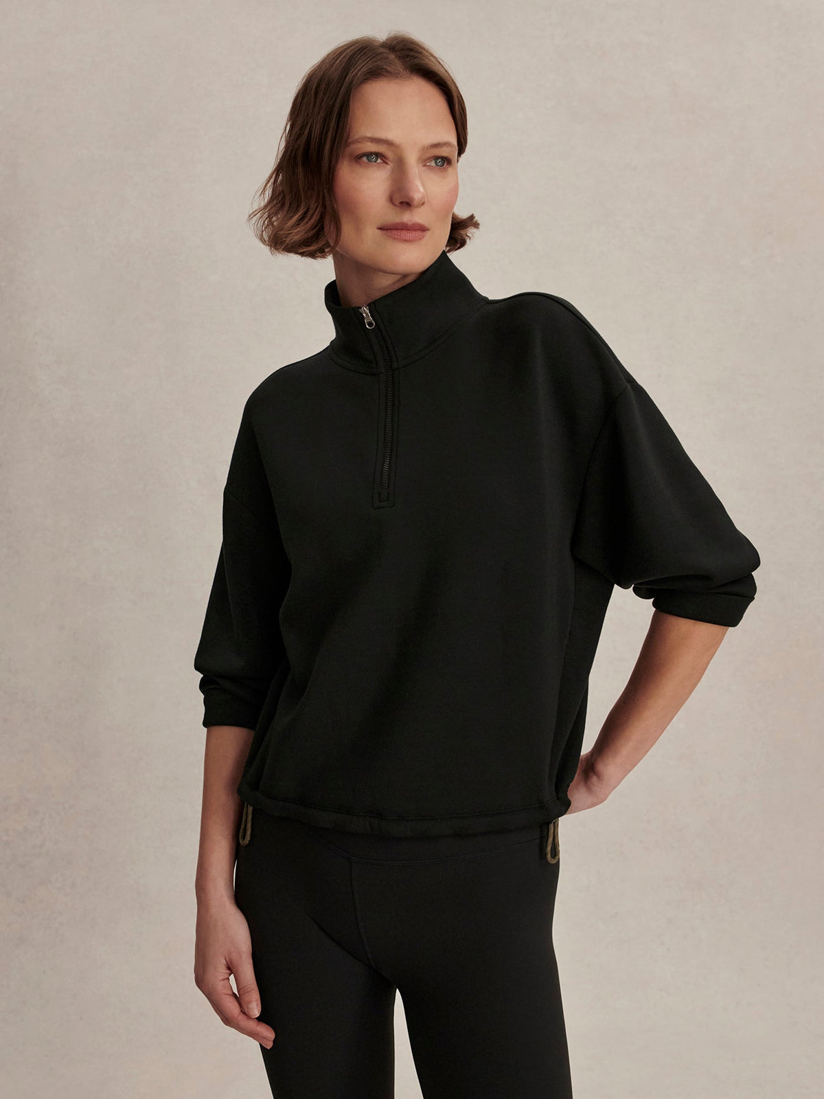 Sian Cropped Half-Zip Active Sweatshirt Black - Varley