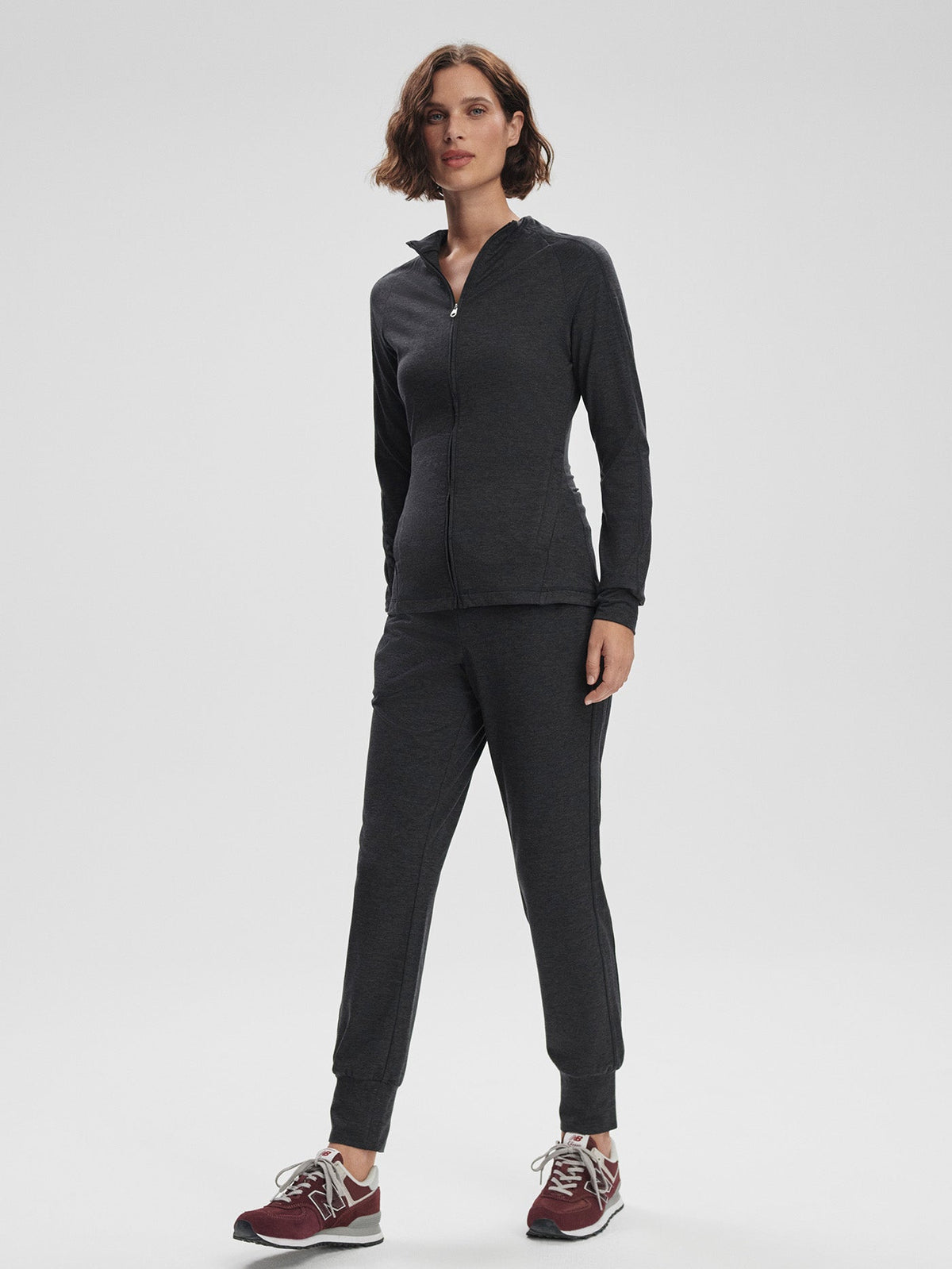 Marja Zip-Through Active Sweatshirt Black Marl - Varley