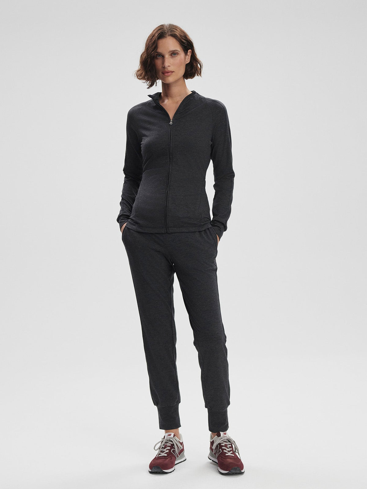 Marja Zip-Through Active Sweatshirt Black Marl - Varley