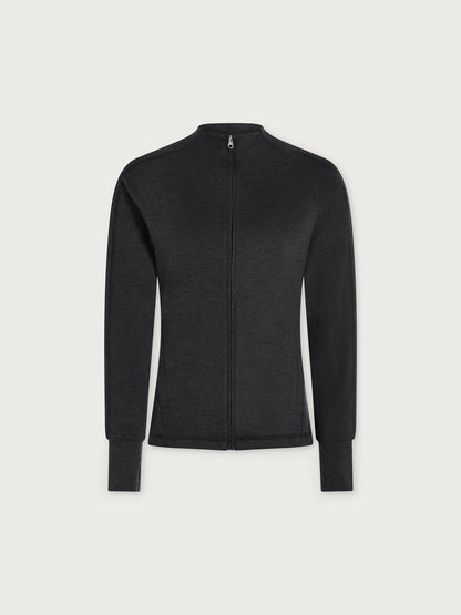 Marja Zip-Through Active Sweatshirt Black Marl - Varley