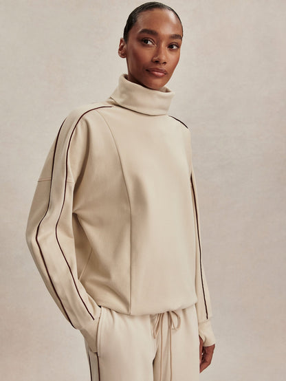 Ariana High Neck Active Sweatshirt Cement Marl/ Bitter Chocolate - Varley