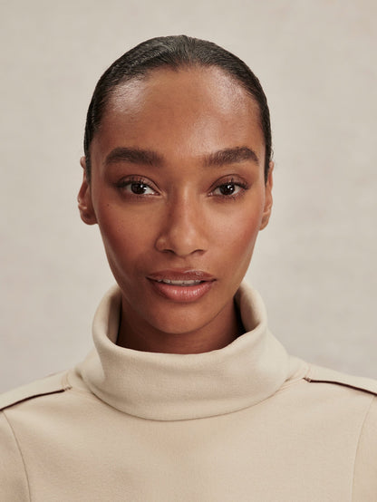 Ariana High Neck Active Sweatshirt Cement Marl/ Bitter Chocolate - Varley