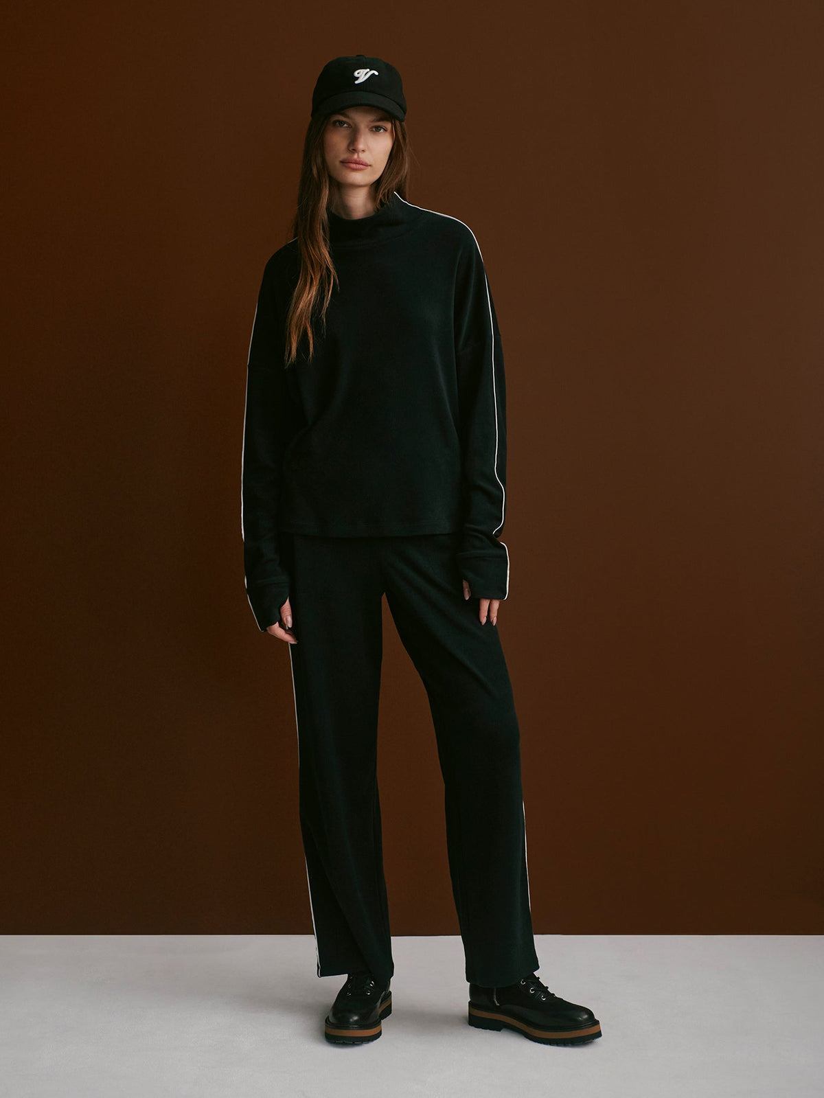 Brushed Rib Straight Leg Pant 30 Black/ Snow White - Varley