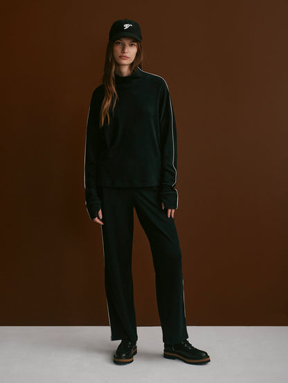 Brushed Rib Straight Leg Pant 30 Black/ Snow White - Varley