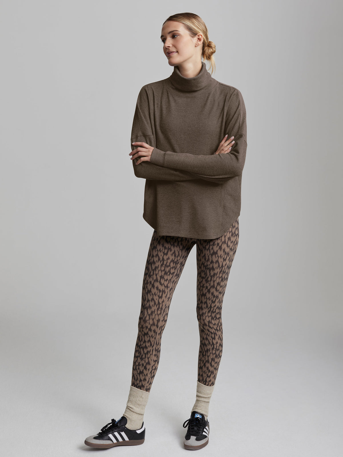 Rainer Roll Neck Active Sweatshirt | VARLEY US Carob Marl - Varley