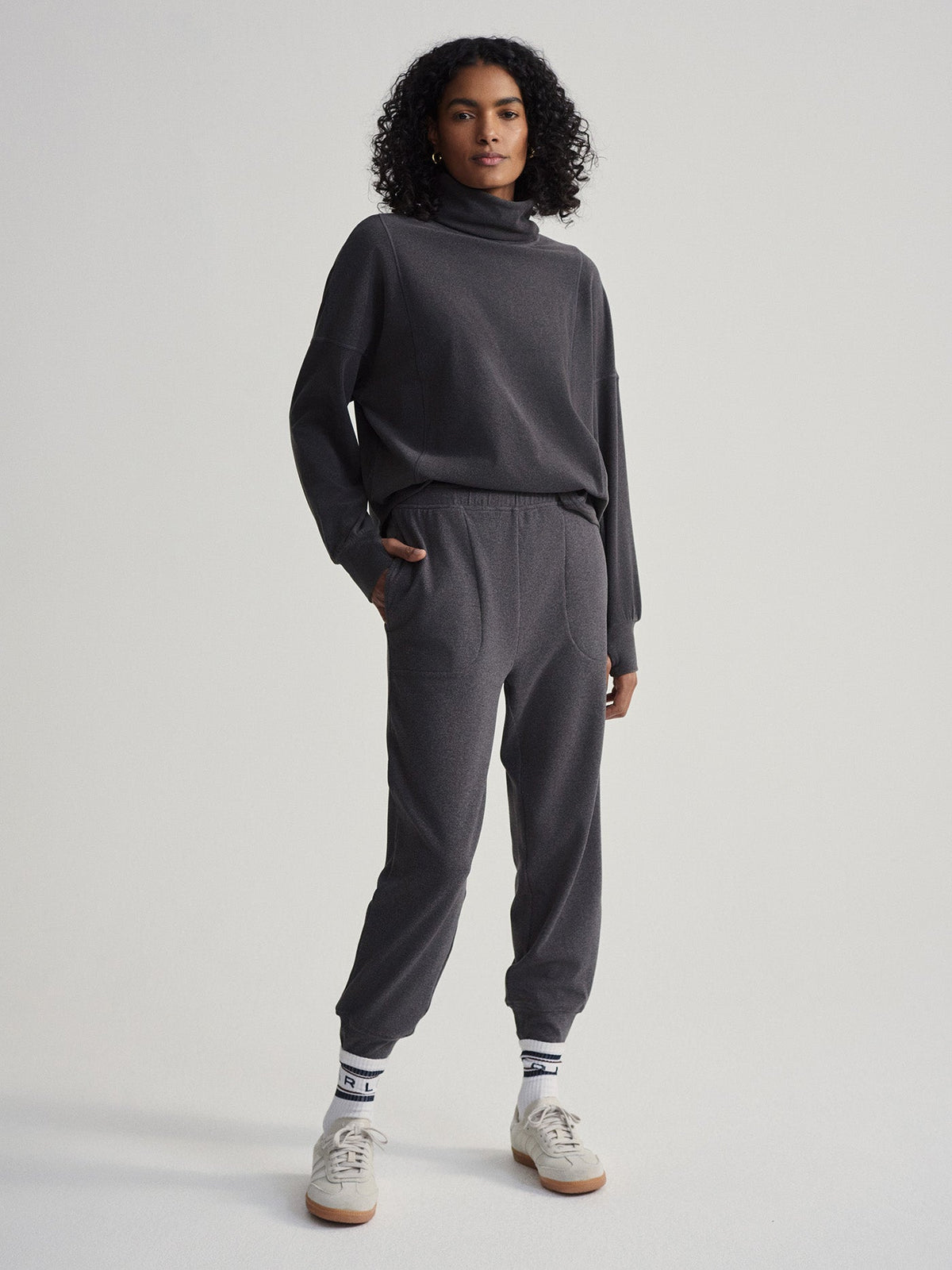 Brushed Rib Slim Cuff Pant 25 Black Marl - Varley