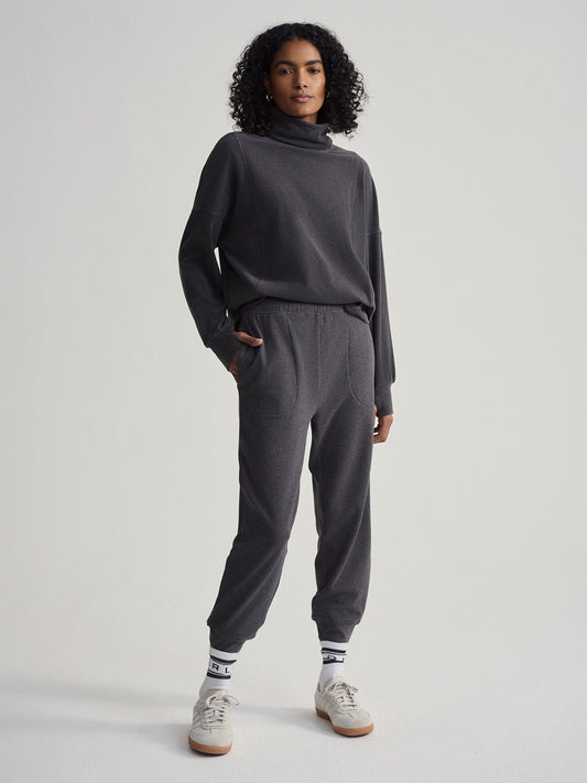Brushed Rib Slim Cuff Pant 25 Black Marl - Varley