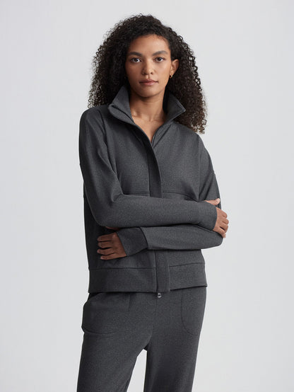 Rozanna Zip-Through Active Sweatshirt Black Marl - Varley