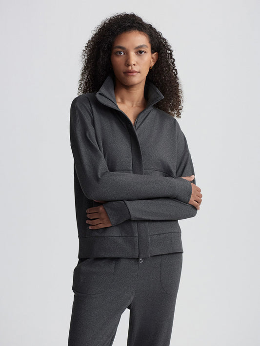 Rozanna Zip-Through Active Sweatshirt Black Marl - Varley