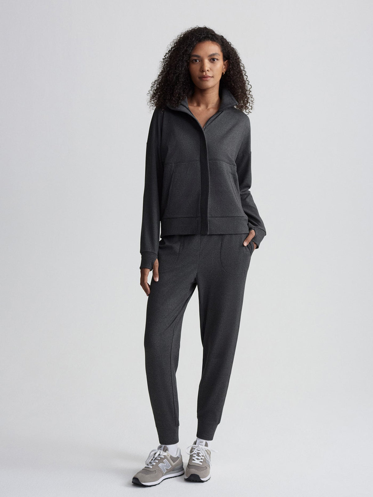Rozanna Zip-Through Active Sweatshirt Black Marl - Varley