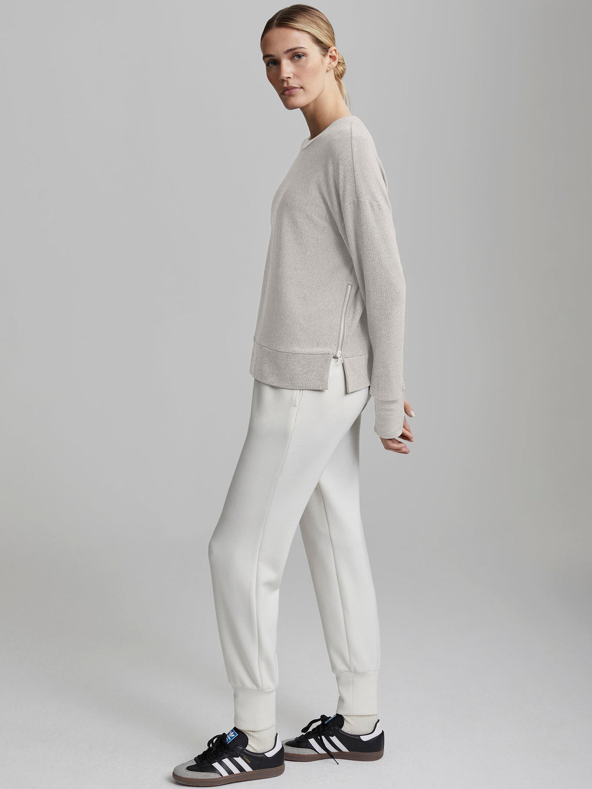 Horton Side Zip Active Sweatshirt Cement Marl - Varley