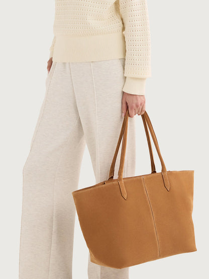 Louey Tote Bag Medium Suede - Premium Everyday Tote Caramel - Varley