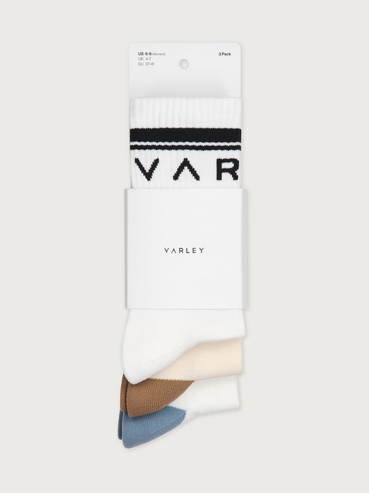 Astley Active Sock 3 Pack White/ Birch/ White - Varley