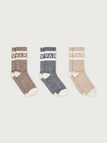 Spencer Sock 3 Pack Marl Acorn/ Charcoal/ Sand - Varley