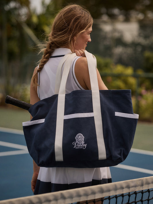 Fairhaven Large Club Tote Bag Blue Nights/ White - Varley