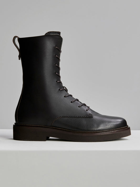 Boyten Lace Up Boot Nappa Ebony Brown - Varley