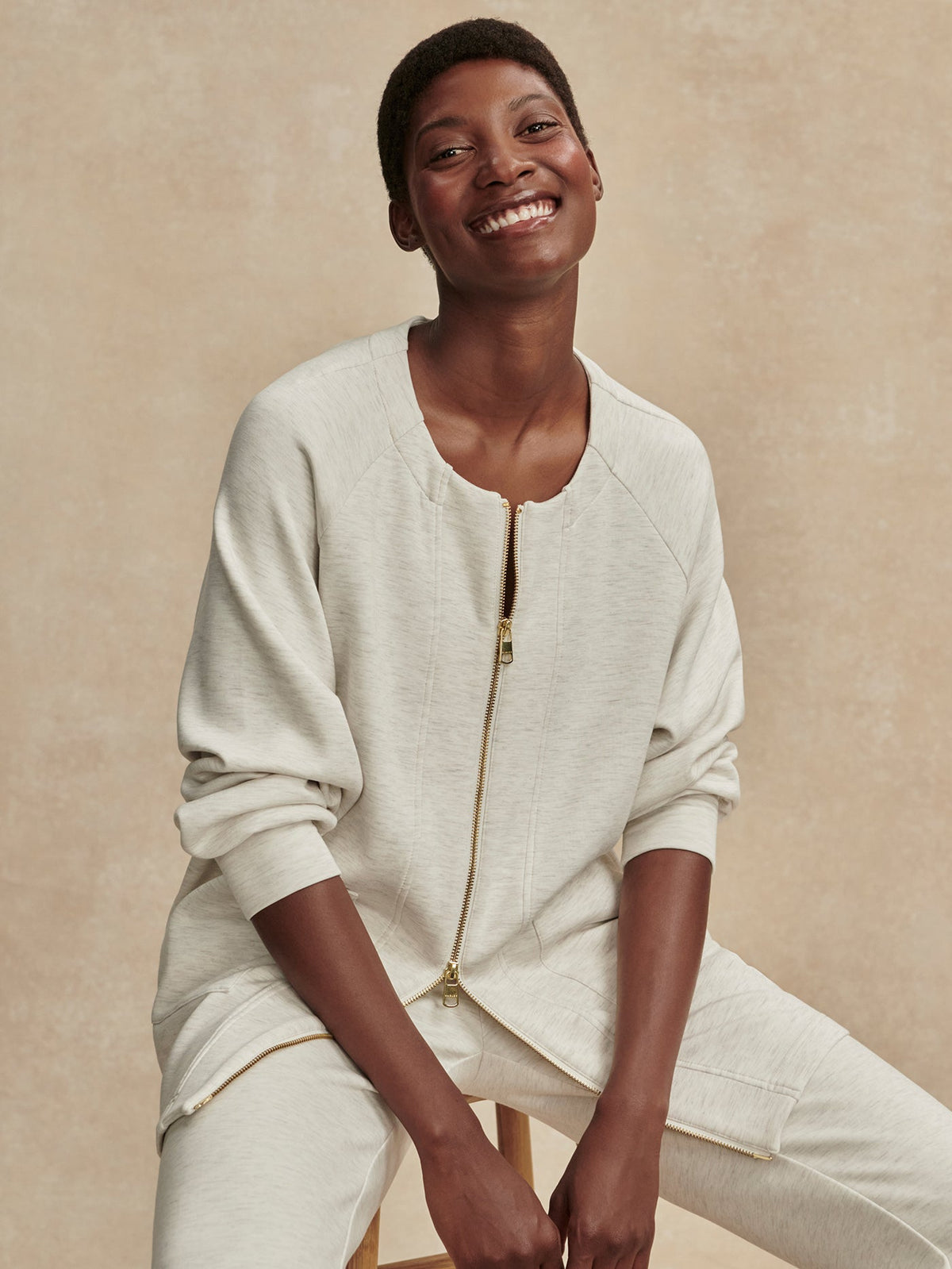 Augusta Zip Through Ivory Marl - Varley
