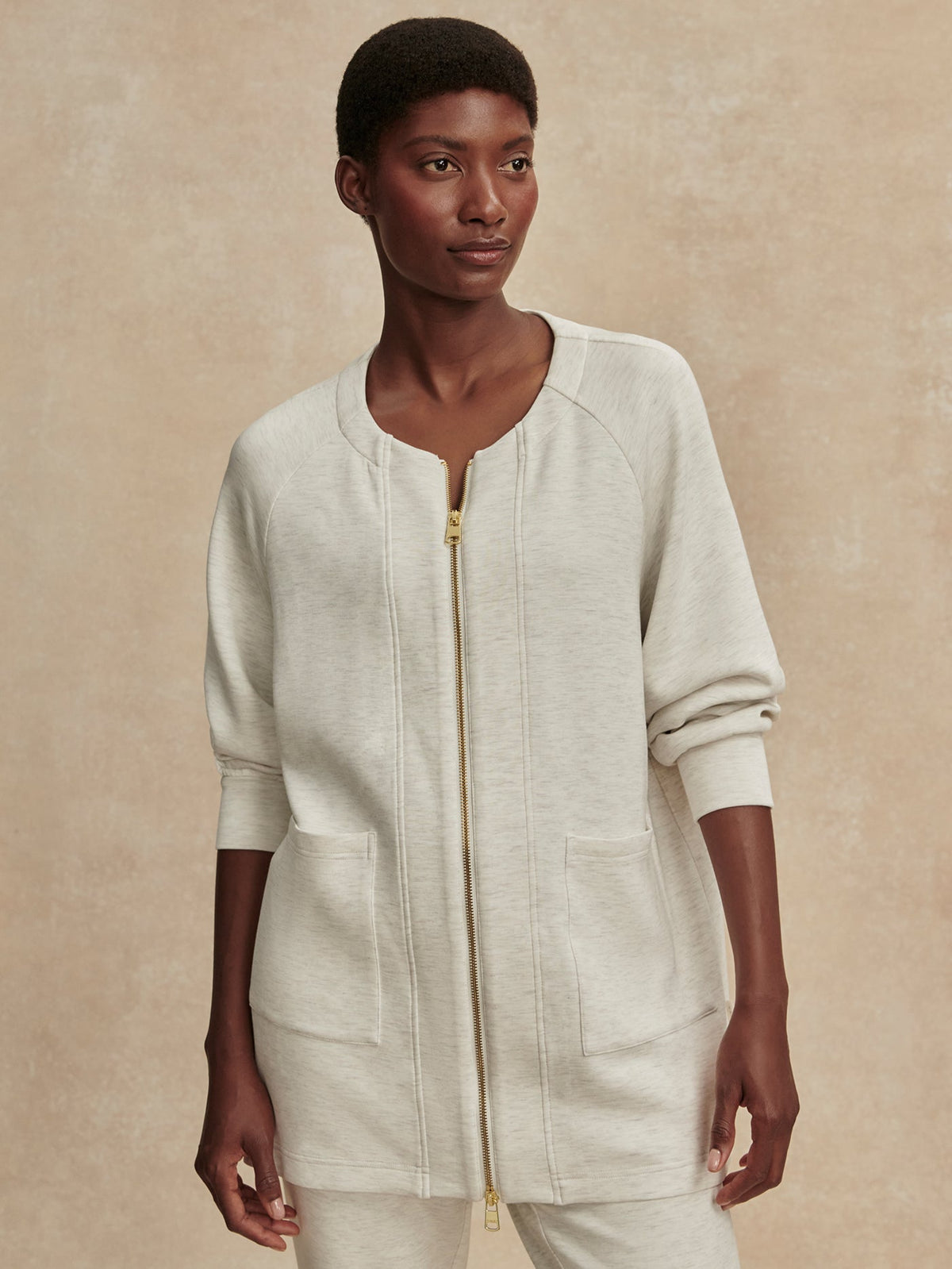 Augusta Zip Through Ivory Marl - Varley