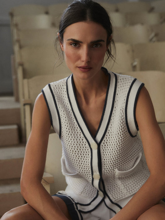 Leilani V-Neck Tank White/ Blue Nights - Varley