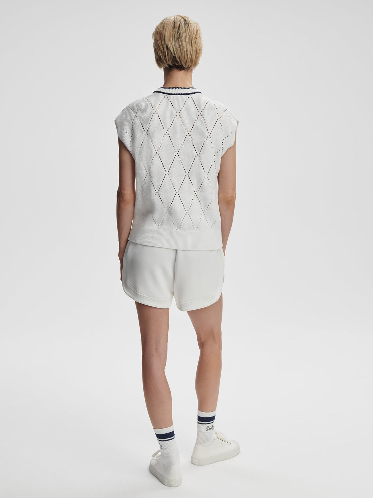 Beaton Diamond Knit White/ Blue Nights - Varley