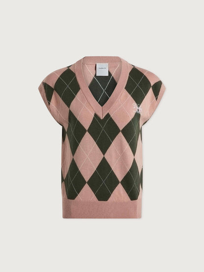 Avika Argyle Vest Dusty Pink/ Deep Ivy - Varley