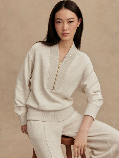 Sally Half Zip Sweat Ivory Marl - Varley