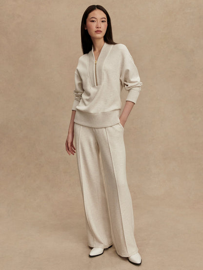 Sally Half Zip Sweat Ivory Marl - Varley