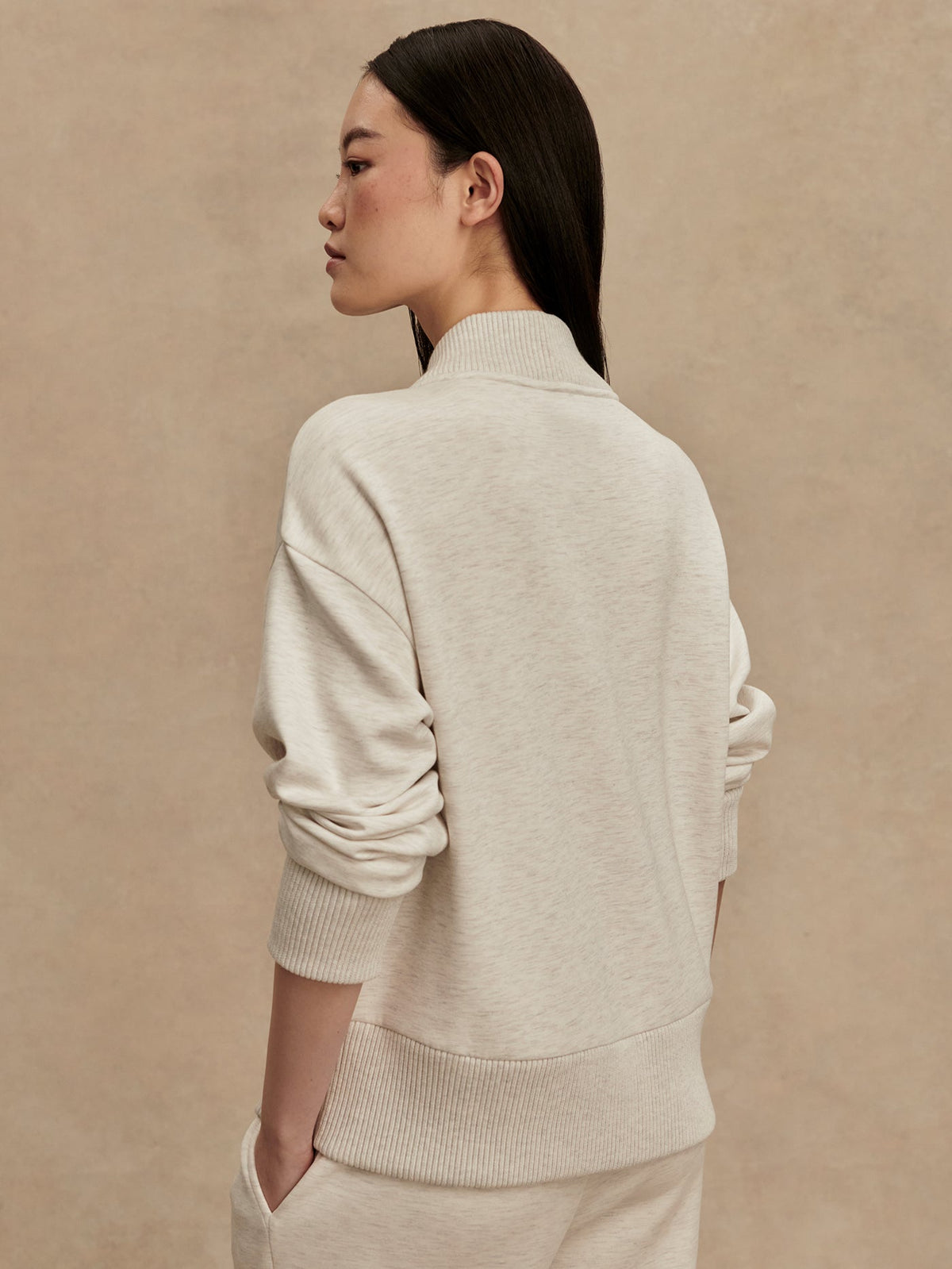 Sally Half Zip Sweat Ivory Marl - Varley