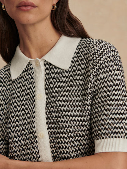 Gaelle Polo Knit Top Snow White/ Black - Varley