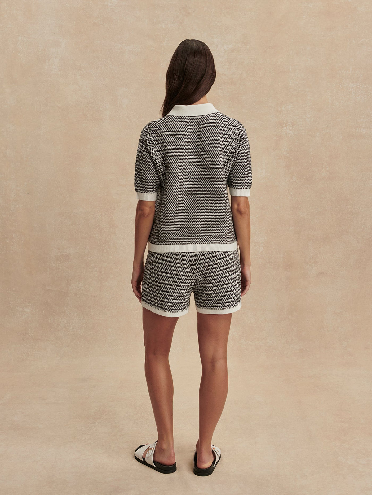 Gaelle Polo Knit Top Snow White/ Black - Varley