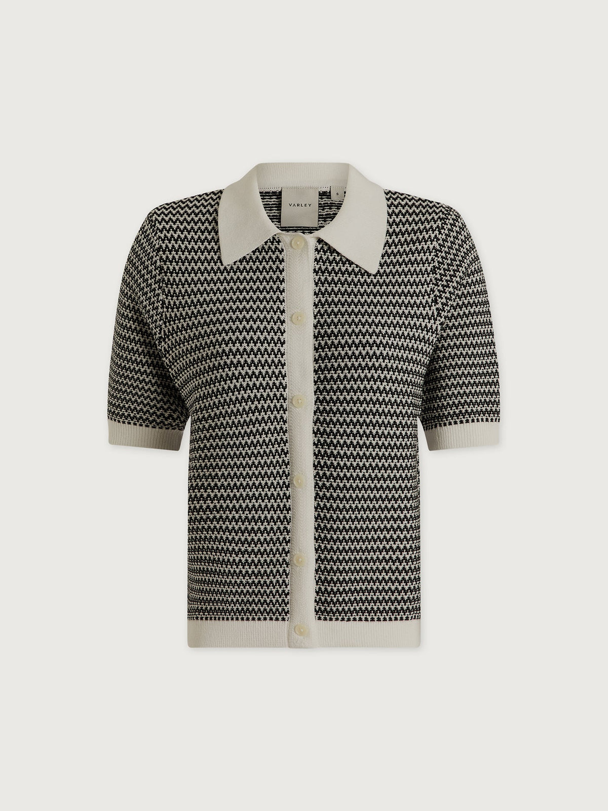 Gaelle Polo Knit Top Snow White/ Black - Varley