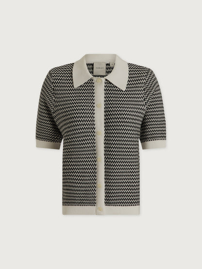 Gaelle Polo Knit Top Snow White/ Black - Varley