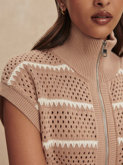 Haney Zip Through Knit Light Taupe - Varley