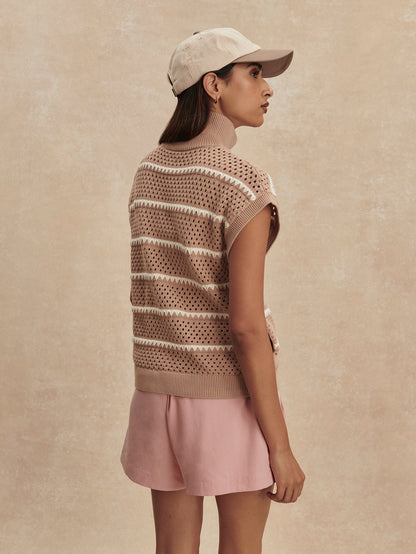 Haney Zip Through Knit Light Taupe - Varley