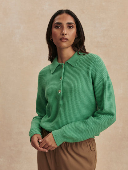 Marlie Polo Knit Sweater Green Spruce - Varley
