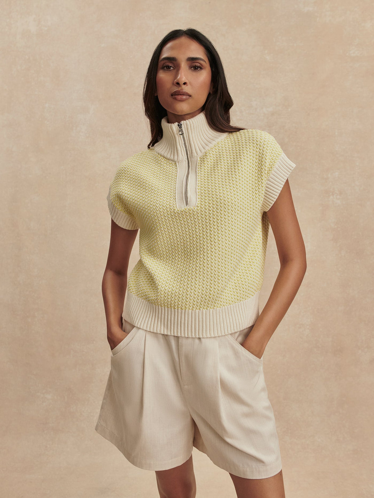 Fowley Knit Top Snow White/ Limeade - Varley