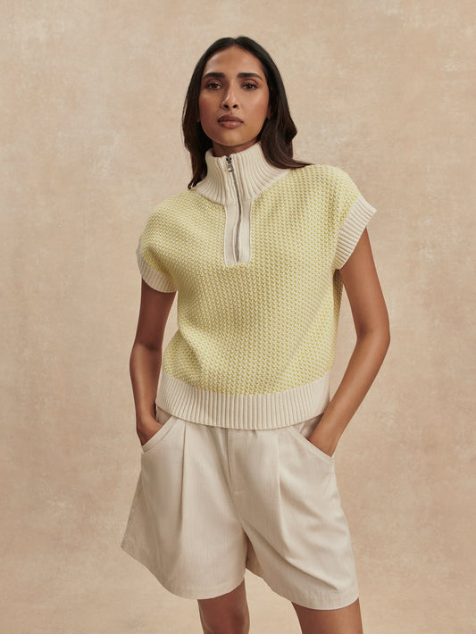 Fowley Knit Top Snow White/ Limeade - Varley