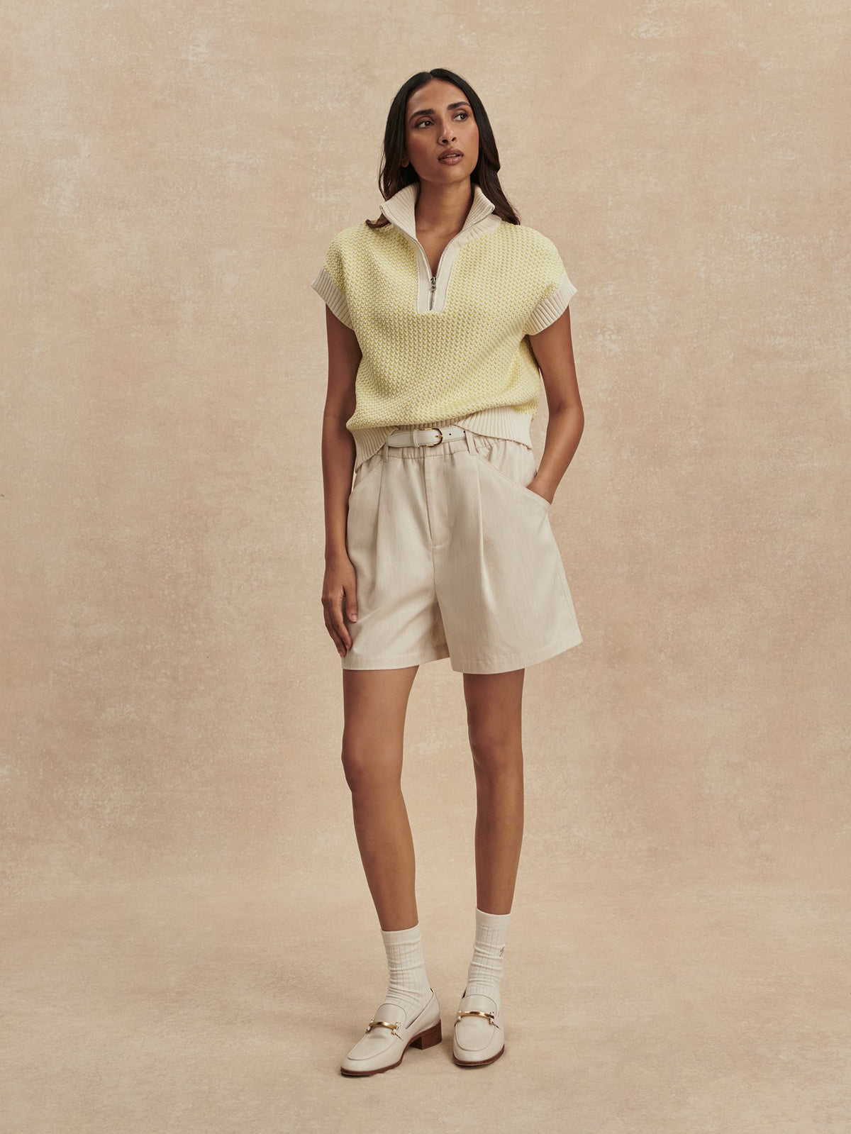 Fowley Knit Top Snow White/ Limeade - Varley
