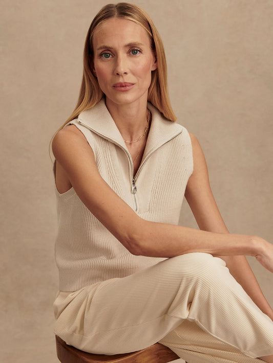 Amina Half Zip Knit Silver Birch - Varley
