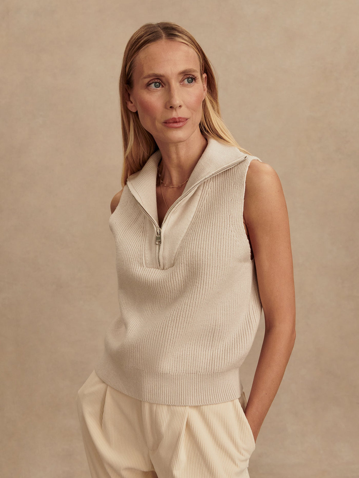 Amina Half Zip Knit Silver Birch - Varley