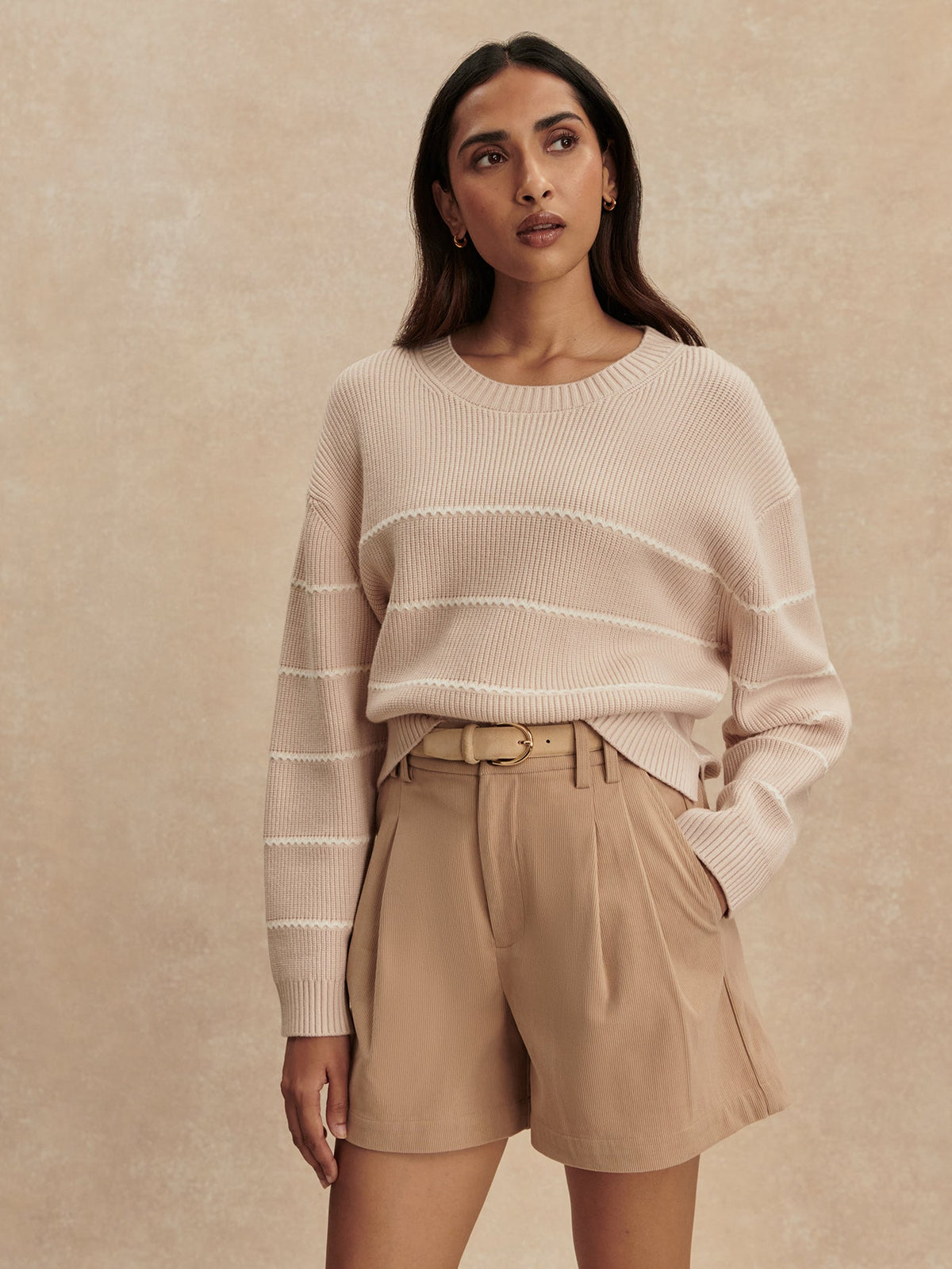 Meryl Stripe Knit Sweater Oat Milk - Varley