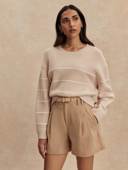Meryl Stripe Knit Sweater Oat Milk - Varley