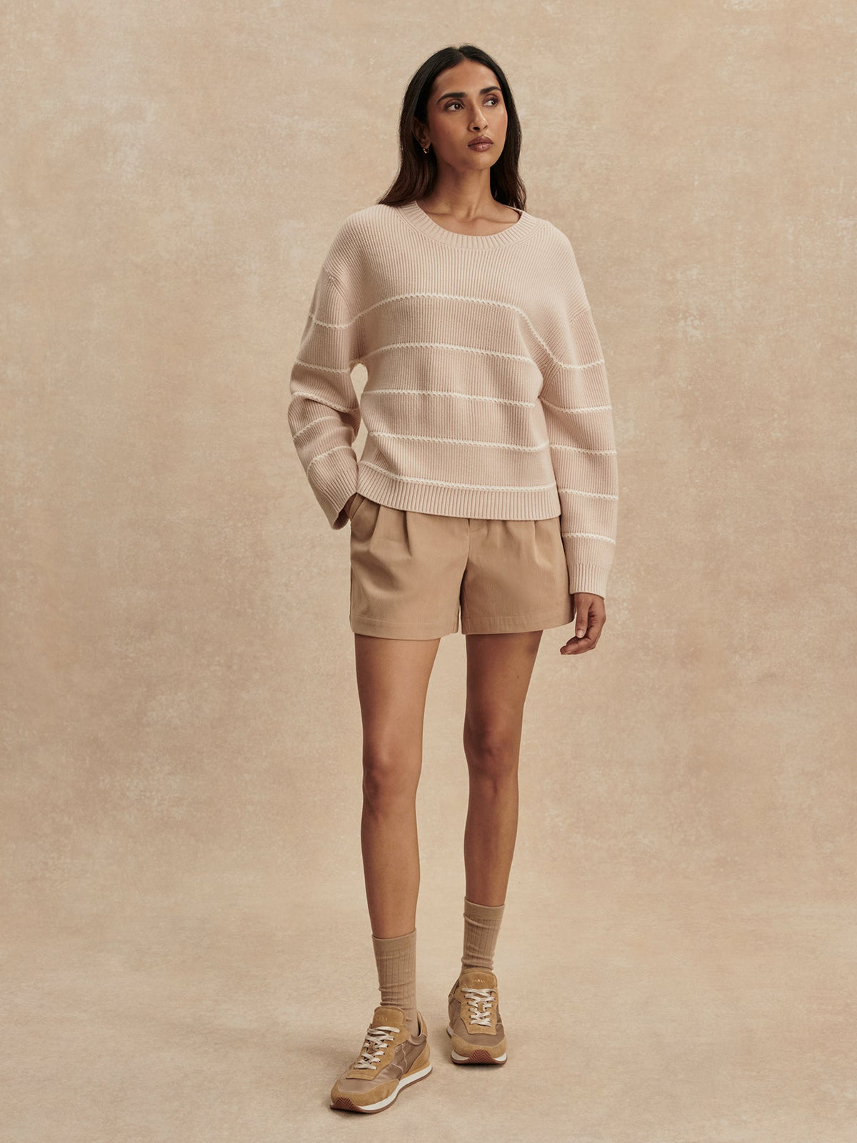 Meryl Stripe Knit Sweater Oat Milk - Varley