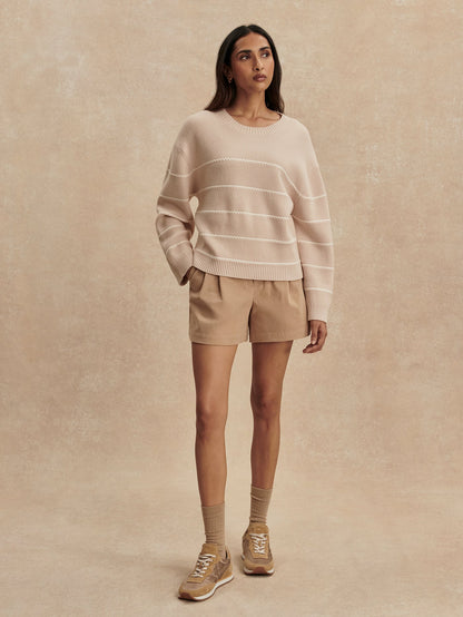 Meryl Stripe Knit Sweater Oat Milk - Varley