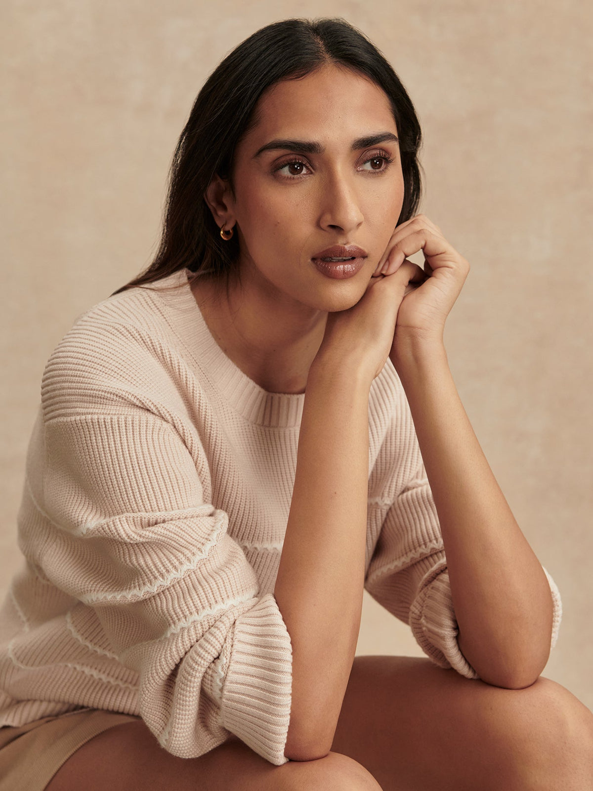 Meryl Stripe Knit Sweater Oat Milk - Varley