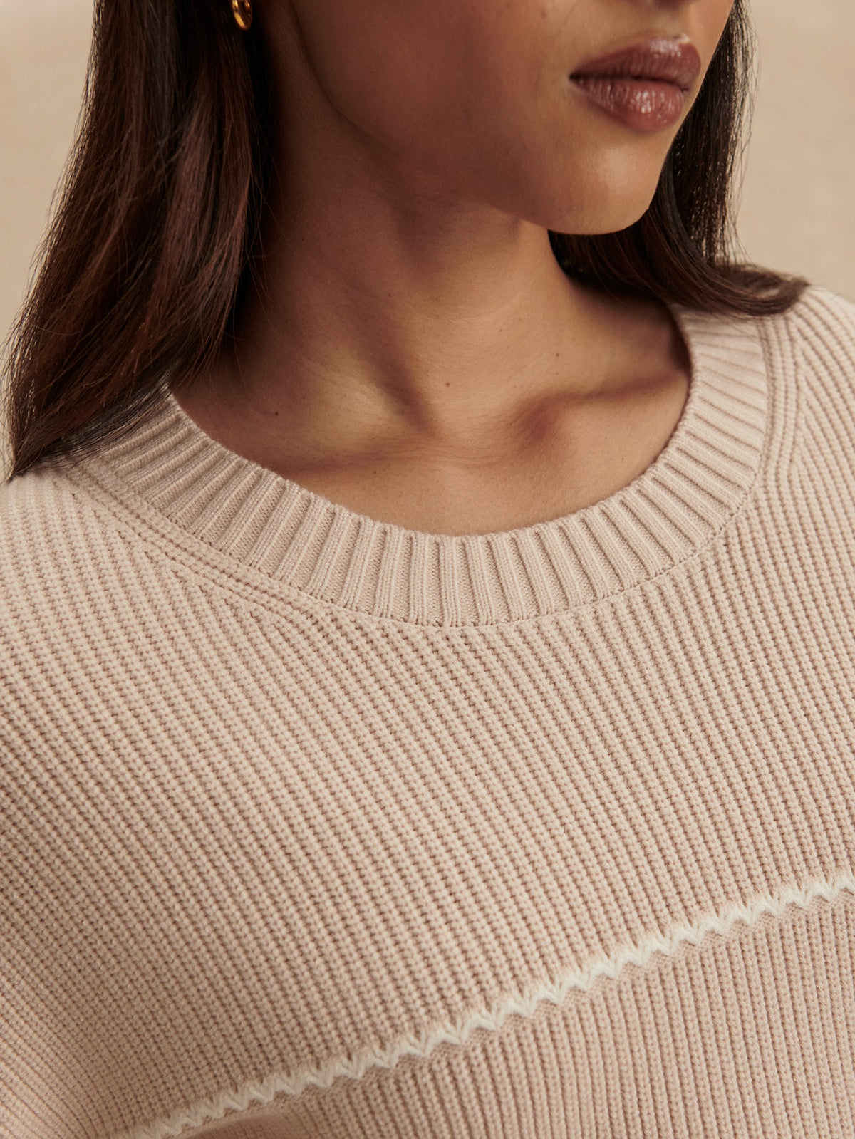 Meryl Stripe Knit Sweater Oat Milk - Varley
