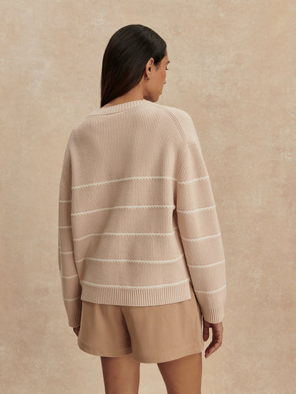 Meryl Stripe Knit Sweater Oat Milk - Varley