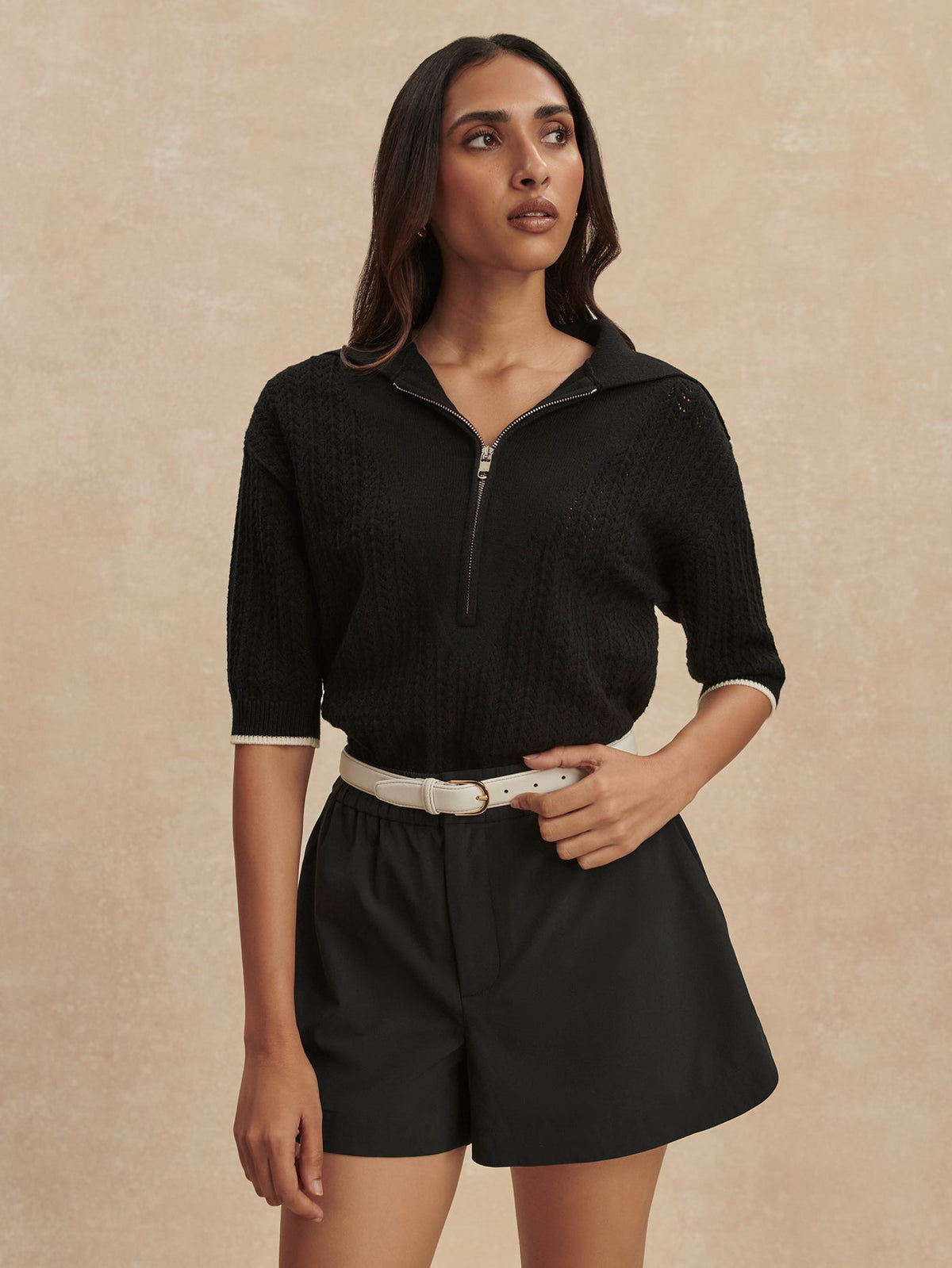 Arney Half Zip Knit Polo Black - Varley